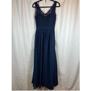 Bill Levkoff floral embroidered bodice v neck evening  dress